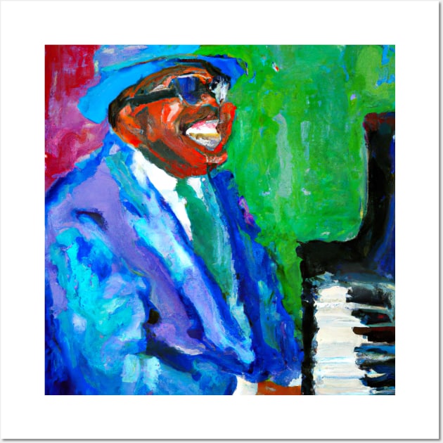 Blues and jazz pianist oil painting Wall Art by KFX Productions